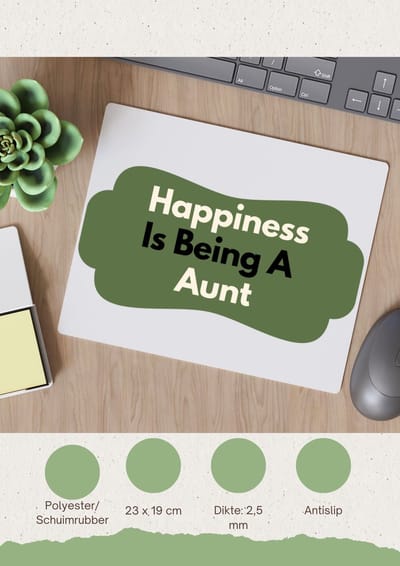 Akyol - happiness is being a aunt Muismat - Tante - de liefste tante - verjaardag - cadeautje voor tante - tante artikelen - kado - geschenk - 23 bij 19 cm
