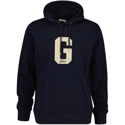Gant Trui G Badge Drawstring Hoodie Avond Blauw / male