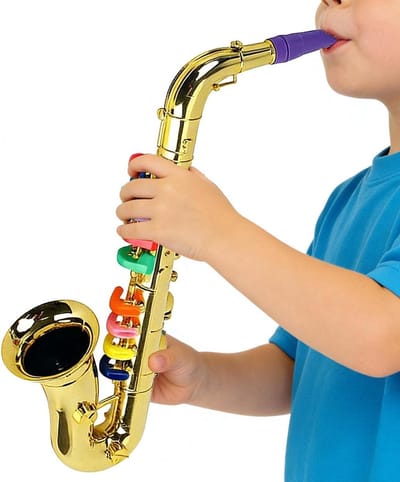 Speelgoed Saxofoon - Muziek Instrument - Muziek Ontdekken - Zeven Instrumentmodi - 45 cm - Goud