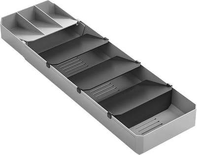 Metaltex - Verstelbare bestekbak UniFit - Grijs - 90 stukken servies - Bestekhouder - Verstelbaar & Uitschuifbaar van 40 tot 49 cm