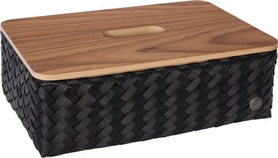 Opbergmand - Rechthoekige mand met deksel - Organizer - Woonkamer - Kinderkamer - Badkamer - Babykamer - Duurzaam & handgevlochten - Handed By Grand ideal with lid - zwart - black