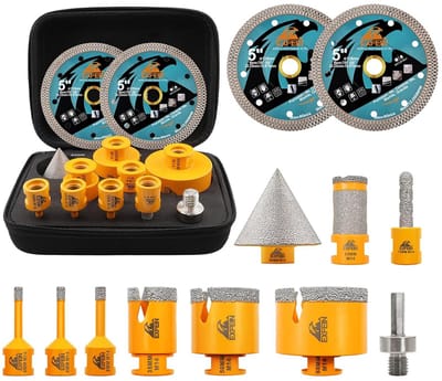 Diamantboor Set 12-Delig voor Tegels, Porselein, Marmer en Graniet | Inclusief Vingerboor en Afschuining