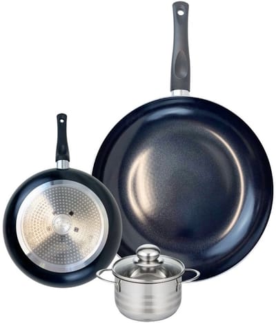 Set van 2 Koekenpannen 20 en 32 cm en 1 braadpan 12 cm Elo Prima Brillant