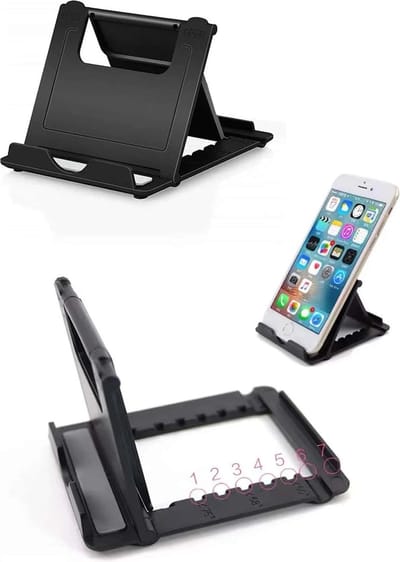 Waledano® Telefoonhouder Bureau – Verstelbare & Opvouwbare Telefoonstandaard – Tablethouder – Antislip – Zwart