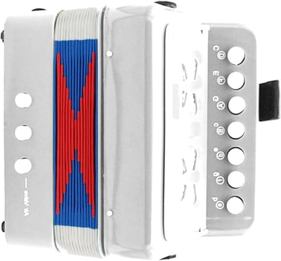 Kinderaccordeon Speelgoed - Muziekinstrument - Muziek Leren - 7 Knops - 18 cm - Wit