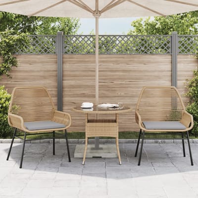 vidaXL - Tuinstoelen - 2 - st - met - kussens - poly - rattan - bruin