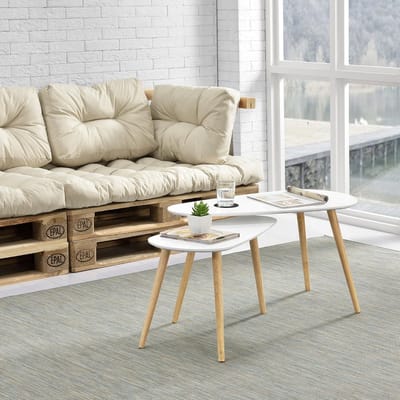 Set van 2 Stapelbare Salontafels met Wit MDF en Bamboe Poten