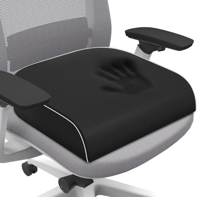 Zitkussen voor Staartbeenpijn - Geheugenschuim Groot Kussen met Antisliphoes - voor Kantoorstoel, Autostoel, Vliegtuig, Vloer - Zwart - Groot - 44*40*8cm
