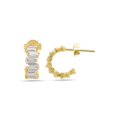 New Bling 9NBSAM-G230227 Gouden Halve Oorringen met Zirkonia - Baquette - 10,8x4,4mm - 14 Karaat - Goud