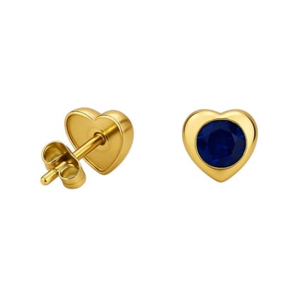 Aramat Jewels | Oorbellen | Hartjes Oorbellen met Blauwe Zirkonia-goudkleurig RVS | | | |8mm | Staal | Kinderen, Volwassenen | Verkleurd niet
