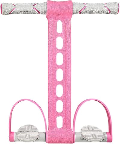 Buikspiertrainer Pedaal - Weerstandsband Spantouw - Thuis Fitness - Voetpedaal Ontwerp - 317 x 178 x 84 cm - Roze
