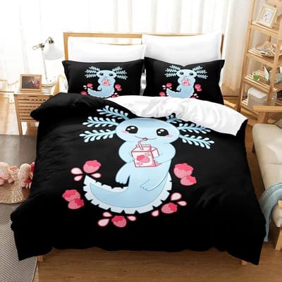 Kawaii Dieren Axolotl Beddengoed Set Bedovertrek Volwassene Kind Slaapkamer Decor Dekbedovertrek Kussensloop Set Eenpersoons Twin Vol Queen King Size EU Single 135x200cm