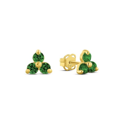 New Bling 9NBG-0668 Gouden Oorbellen met Zirkonia - 3x2,5mm - 5,5mm - Zirkonia - Groen - Oorknopjes - 14 Karaat - Goud