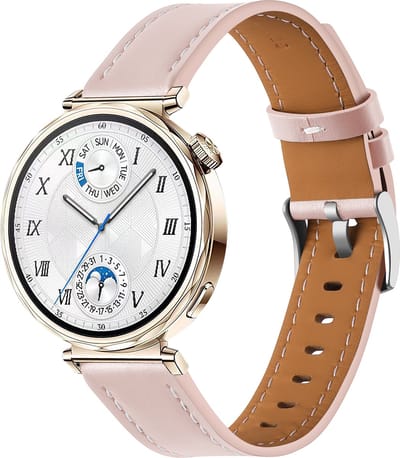 Strap-it 'One Push' leren bandje 18mm - geschikt voor Huawei Watch GT 5 Pro 42mm / Watch GT 5 - 41mm / Watch GT 4 - 41mm / Watch 5 - 42mm - Fossil Gen 6 - 42mm / Gen 5e - 42mm - Withings ScanWatch 2 - 38mm / Light / Steel HR - 36mm (roze)
