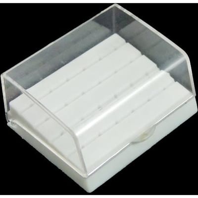 24 Gaten Plastic Tandheelkundige Freeshouder Desinfectie Carbide Frezen Blok Boortjes Koffer Doos Blauwwitgeel Voor Tandarts Laboratoriumapparatuur wit