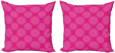 ABAKUHAUS Felroze Kussenhoesenset – 50x50 cm – Dubbelzijdig Bloemenpatroon