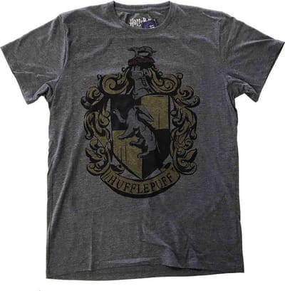 Harry Potter Heren Tshirt -S- Hufflepuff Dyed Grijs