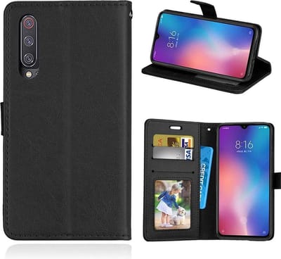 Bookcase Geschikt voor: Xiaomi Mi 9 - Zwart - portemonee hoesje