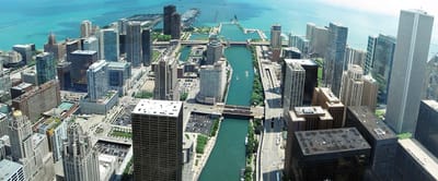 Fotobehang City Chicago  | PANORAMIC - 250cm x 104cm | 130g/m2 Vlies