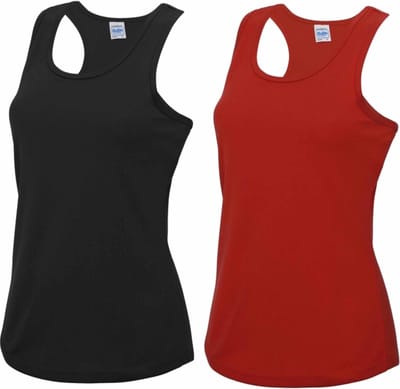 Voordeelset -  rood en zwart sport singlet voor dames in maat Small(36) - Dameskleding sport shirts