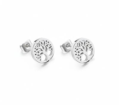 Oorbellen Dames – Oorringen Zilver – Tree Of Life Oorbellen – RVS Oorbellen Dames – Zilverkleurige Oorringen – Sophie Siero®
