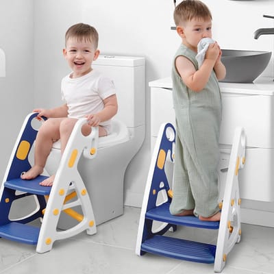 Zindelijkheidstrainer - Peuter opstapje - Zelfstandig naar toilet - Maximale stabiliteit ontwerp - Verstelbare hoogte - Donkerblauw