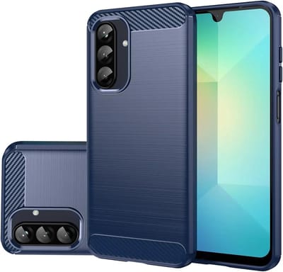 Geborsteld TPU Hoesje Geschikt voor Samsung Galaxy A37 - Beschermhoes - Back Cover - Case Flexibel TPU - Stijlvol Carbon - Dun - Blauw
