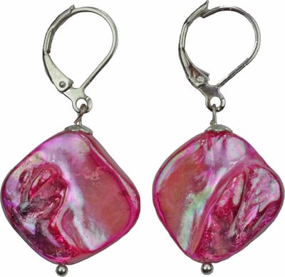 Parelmoeren oorbellen Shell AB Pink - oorhanger - parelmoer - roze - pink - edelstaal - luxe sieraden zakje - roze oorbellen - oorbellen dames