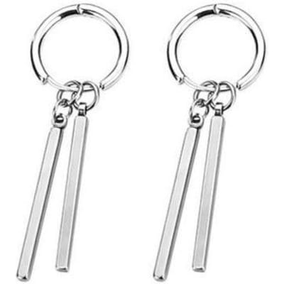 Zilver Kleur Persoonlijkheid Lange Hanger Oorbel Mannen Vrouwen Oorbellen Vierkante Stok Oorbellen Cool Verklaring Oorbel Sieraden Gift zilver