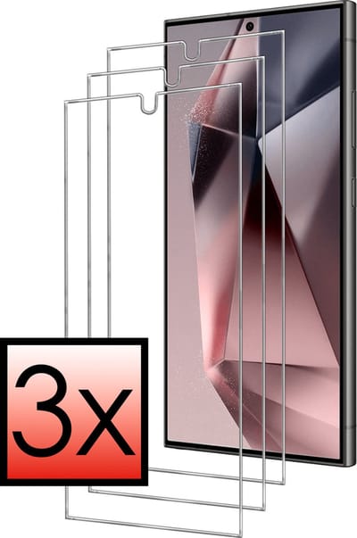 Screenprotector - 3 Stuks - Geschikt voor Samsung Galaxy S24 Ultra - Extra Sterk - Beschermglas - Gehard Glas - Tempered Glass - Screen Protector - Bescherm Cover