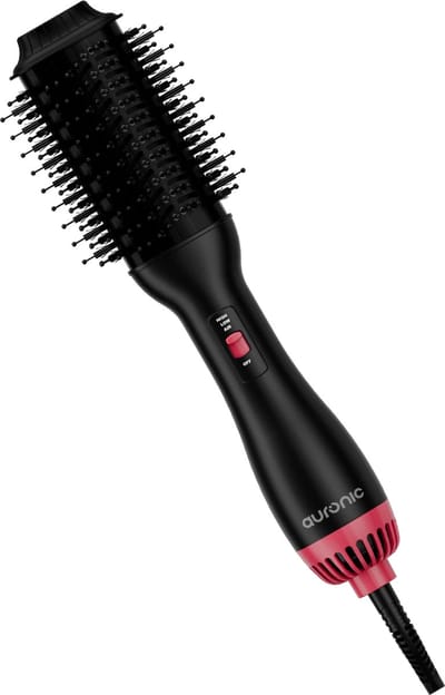 Auronic 4-in-1 Föhnborstel - Airstyler - Stijlen, Krullen, Extra Volume en Borstelen - Multistyler - Krulborstel - Warmteborstel - 360 Graden flow - Ø 37 mm - Zwart/Roze