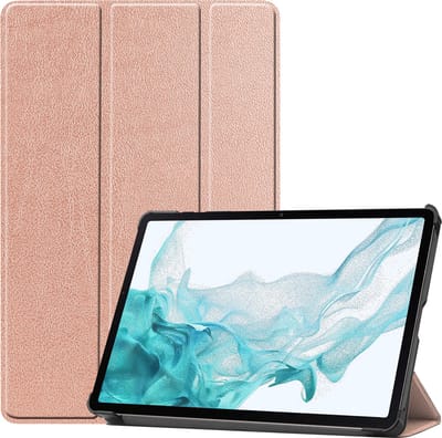 Hoes - Geschikt voor Samsung Galaxy Tab S9 - Dun & Stevig - Trifold Bookcase - Hard Cover Case - Met Uitsparing Geschikt voor S Pen - Hardcover Book - Tablet Hoesje - Rosé goud