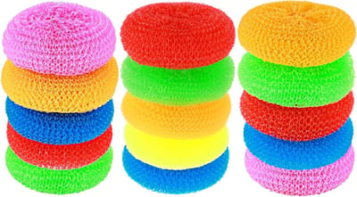 Set van 15 Plastic Schuursponzen in Diverse Kleuren - Krasvrije Keukensponzen voor Effectieve Schoonmaak van Pannen en Keukenoppervlakken
