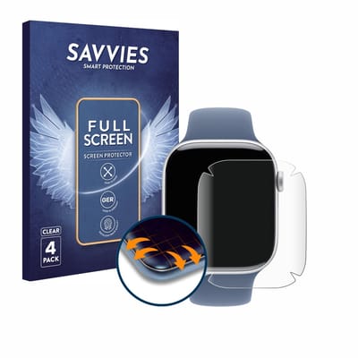 Savvies - Screenprotector voor Apple Watch Series 10 (46 mm) - Folie Beschermfolie transparant volledig dekking 4 Stuks