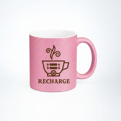 Pink Recharge Koffiemok met Uniek Tech Design - 330ml Keramische Mok