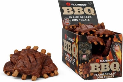 Hondensnack – Flamingo BBQ Rib met kip L – 1,9 kg – glutenvrij & graanvrij – zonder toegevoegde suikers – rijk aan eiwitten – met kip, erwtenzetmeel & zoete aardappelmeel