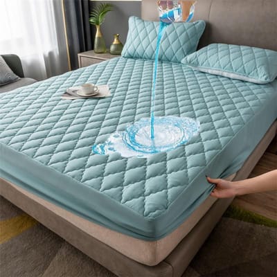 11 Kleuren Gewatteerd Proces Waterdichte Matrasbeschermer Queen Size 180x200cm Hoes Matrasbeschermer voor Eenpersoons Tweepersoons Bed Topper Only 2xPillowcases gray