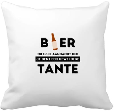 Akyol - bier, nu ik je aandacht heb je bent een geweldige tante Kussen hoes - Tante - de beste tante - verjaardagscadeau - verjaardag - cadeau - cadeautje voor tante - tante artikelen - kado - geschenk - gift - 40 bij 40 cm
