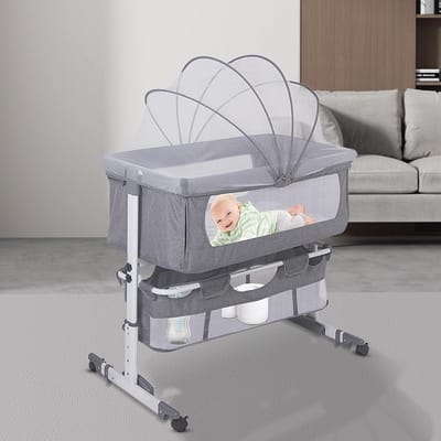 Multifunctioneel Babybed met Opbergmand - Draagbaar en In Hoogte Verstelbaar voor Baby's van 0-36 Maanden