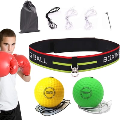 Boks Reflexbal - Trainingsbal Hoofdband - Verbeter Coördinatie - Verstelbare Hoofdband - 8 x 6 x 14 cm
