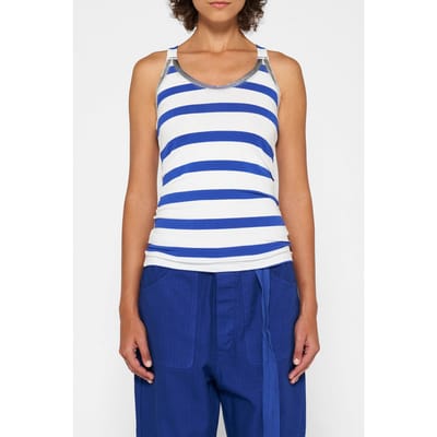 10DAYS Wrapper Stripes Foil Ecru/electric Blue Größe: XXS | Tanktops Outlet | Damen | Blau