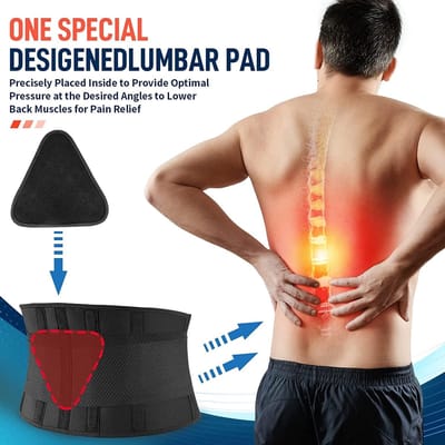 Rugondersteuningsband - Ademend met Lendenkussen - Verlichting voor Lage Rugpijn - Geschikt voor Hernia en Ischias - Maat L - 1 Stuk