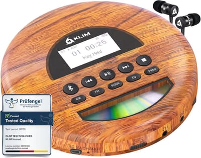Draagbare CD-speler met lange batterijduur - Bluetooth, FM Radio, SD-kaart ondersteuning, inclusief oordopjes
