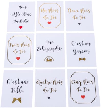 ARTYFETES - 18 gouden zwangerschap mijlpaalkaarten 14 x 19 cm babyshower souvenirs