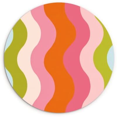 WallCircle® Wandcirkel 120x120 cm - Muurcirkel Banen - Golven - Kleurrijk - Verticaal - Muurdecoratie woonkamer - Wanddecoratie slaapkamer - Kamer decoratie accessoires - Ronde schilderijen XXL