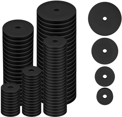 Assortiment van 100 Stuks Platte Rubber Ringen, 20/25/30/40mm, Zwarte Rubberafdichtingen voor Huishoudelijke Apparaten, Kranen en Schroeven