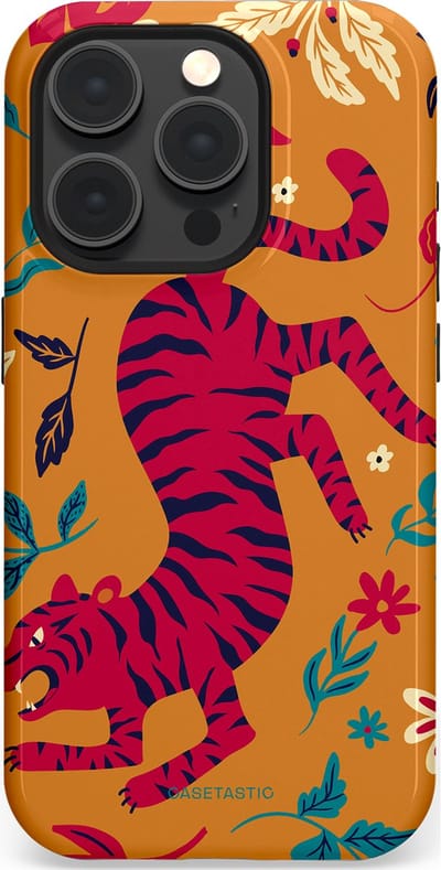 Casetastic Hoesje Geschikt voor Apple iPhone 15 Pro Magsafe - Stijlvolle Beschermende Duo-layer Case - Zonnetijger
