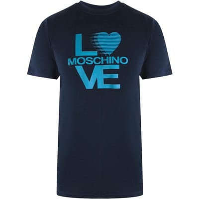 Love Moschino Heren Liefde Katoenen T-Shirt (Marineblauw)