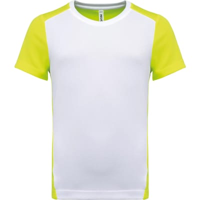 PROACT® Ecologisch sport-T-shirt in twee kleuren voor kinderen PA4016 - White / Fluorescent Yellow - 4/6 years (4/6 ans)