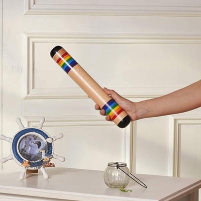Regenstok Muziekinstrument - Houten Regenmaker Rammelaar - Kinderen Muziek Maken - Natuurlijk Geluidseffect - 34 x 5 x 5 cm